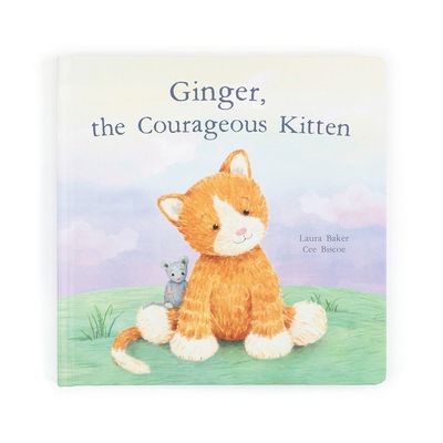 Jellycat Ginger the Courageous Kitten children's picture book displayed against a white background, showing the illustrated cover.