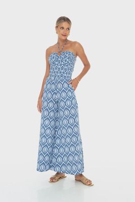 Oval Pleated Jumpsuit - Indigo
