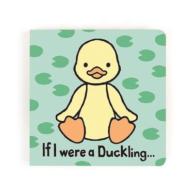 Jellycat If I Were a Duckling Feely Board Book displayed against a plain white background, showing the tactile fabric cover with duckling design