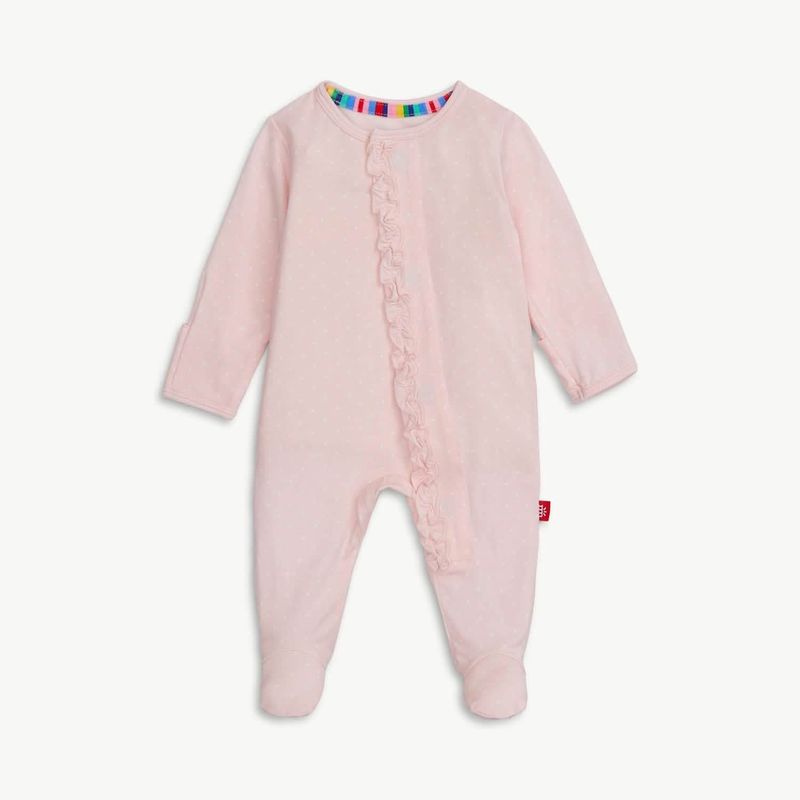 Pin Dot Pink Modal Magnetic Parent Favorite Footie with Ruffles