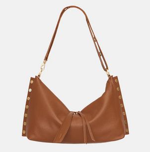 Mr. G Shoulder Bag - Mahogany Pebble/Brushed Gold Red Zip