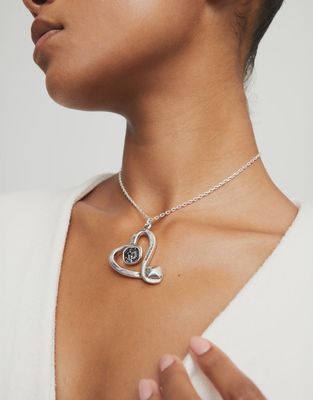 Uno de 50 Ser Expresiva Black Stone Heart Pendant Necklace