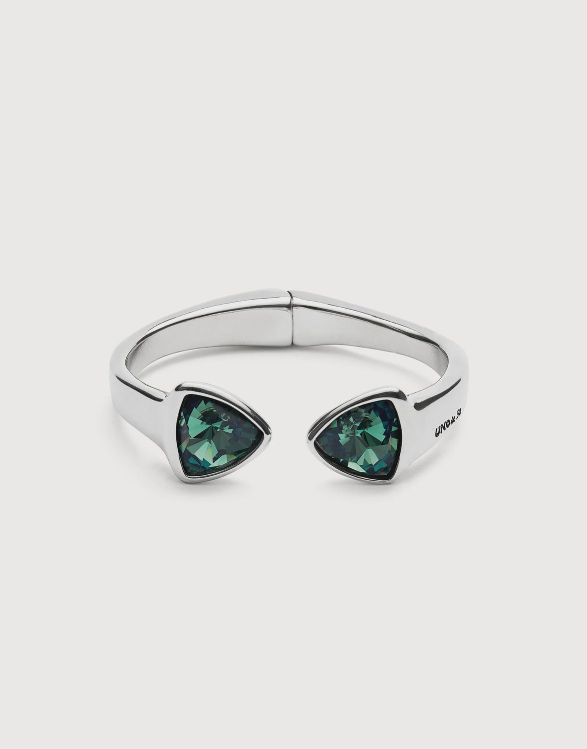 Ser Camaleonica Wide Hinged Bracelet, Colour: Silver/Green Stone
