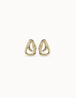 Uno de 50 Connected earrings in gold-plated metal, displayed on neutral background in studio setting