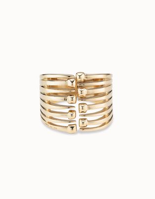 Handmade Uno de 50 Loved Collection bracelet with nail-head detail in studio lighting on neutral background