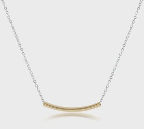 16&quot; Necklace Sterling Mixed Metal - Bliss Bar Small Gold