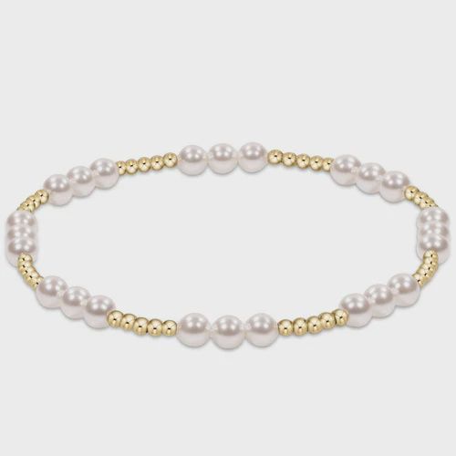 Classic Joy Pattern 4mm Bead Bracelet - Pearl
