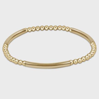 ENEWTON Bliss Bar Gold bracelet in 14kt gold-filled metal with 3mm beads on isolated white background