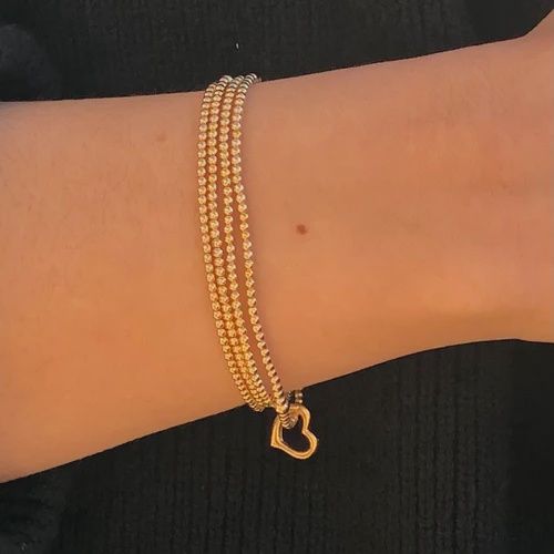 ENEWTON Love Gold Charm Bracelet 14kt Gold-Filled 2mm Beads 6.25"