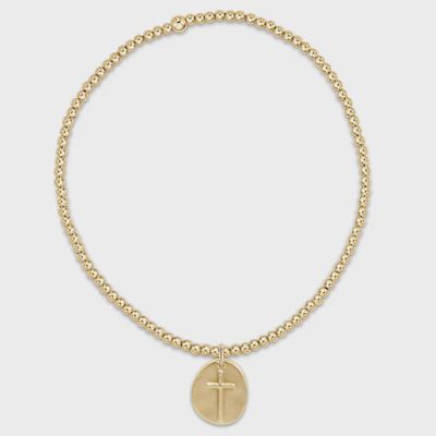 eNewton 2mm 14kt gold-filled bracelet with small Inspire charm disc on white background