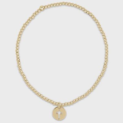eNewton Blessed 2mm beaded stretch bracelet in 14kt gold-filled, displayed against a neutral background