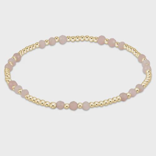 Gemstone Gold Joy Pattern 3mm Bead Bracelet - Pink Opal