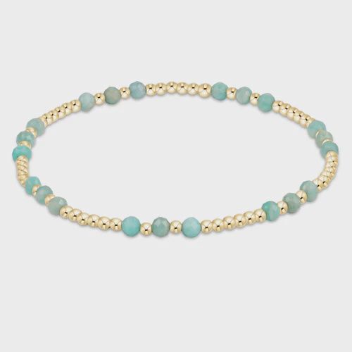 Gemstone Gold Joy Pattern 3mm Bead Bracelet - Amazonite