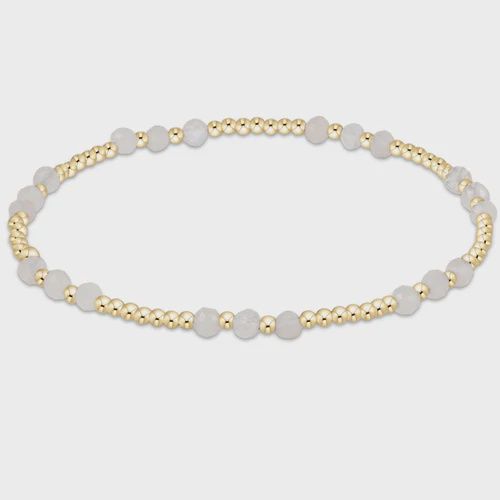 Gemstone Gold Joy Pattern 3mm Bead Bracelet - Moonstone