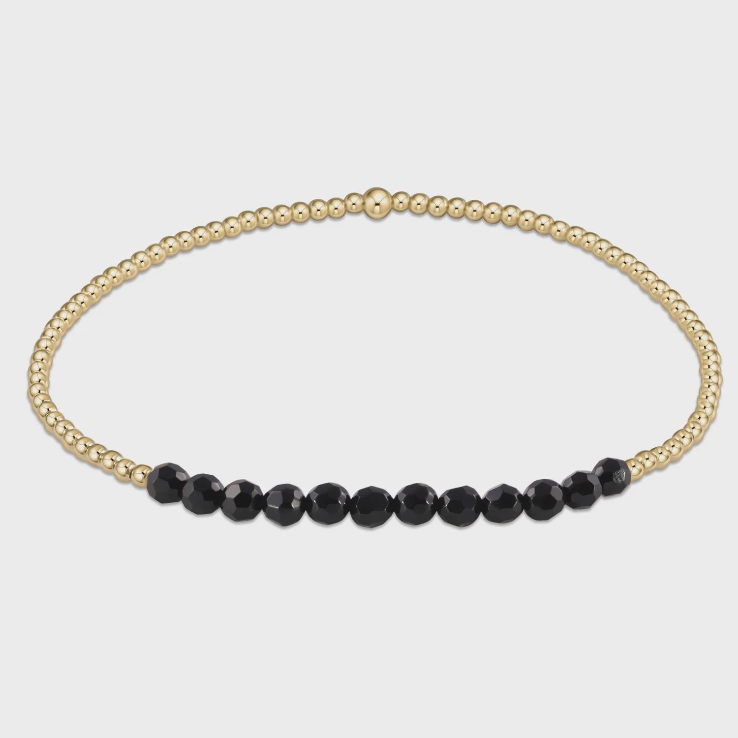 Gold Bliss 2mm Bead Bracelet - Faceted Onyx