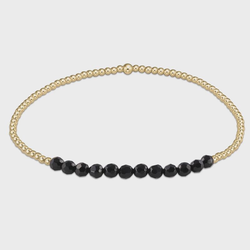 Gold Bliss 2mm Bead Bracelet - Faceted Onyx