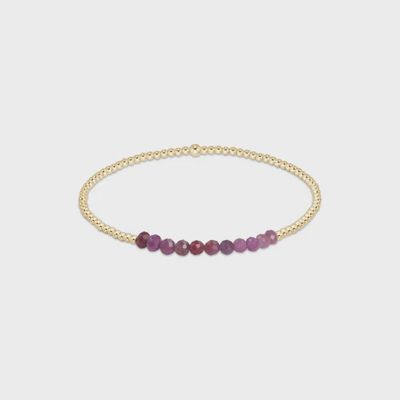 ENEWTON Gold Bliss bracelet in 14kt gold-filled metal with ruby gemstone beads, 6.25 inches, displayed on a neutral background