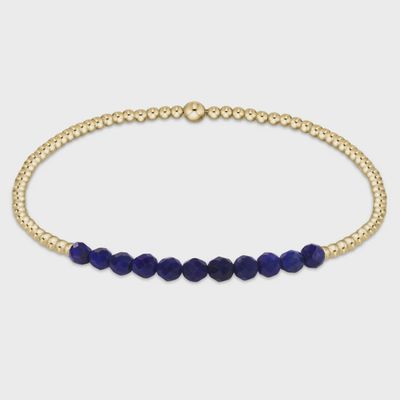 ENEWTON Gold Bliss bracelet with 2mm lapis lazuli gemstone beads and 14kt gold-filled components on white background