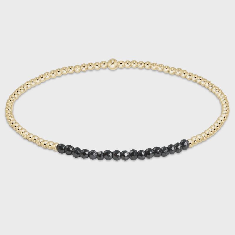 Gold Bliss 2mm Bead Bracelet - Faceted Hematite