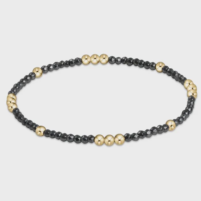 Worthy Pattern 2mm Bead Bracelet - Faceted Hematite