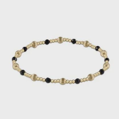 Dignity Sincerity Pattern 4mm Bead Bracelet - Faceted Onyx