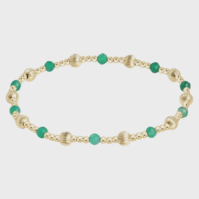 Dignity Sincerity Pattern 4mm Bead Bracelet - Green Onyx