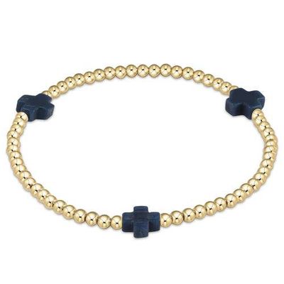 Signature Cross 3mm Gold Bracelet - Charcoal