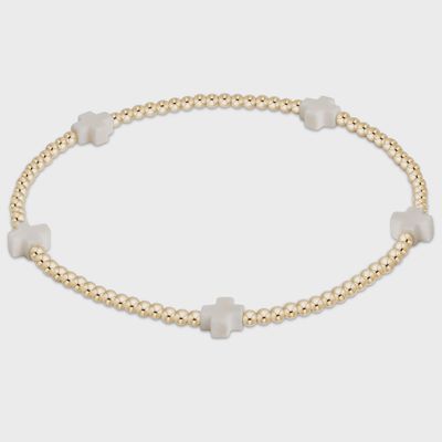 Signature Cross Small 2mm Gold Bracelet - Off-White