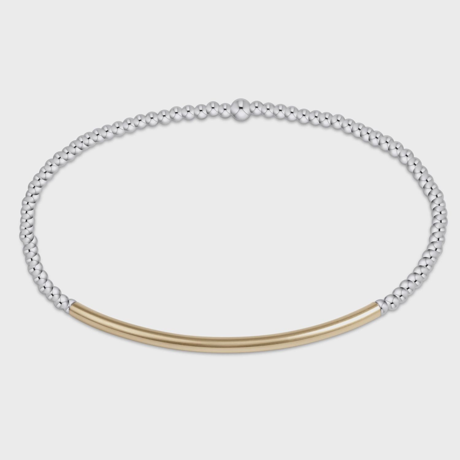 Classic Sterling Mixed Metal 2mm Bead Bracelet - Bliss Bar Gold