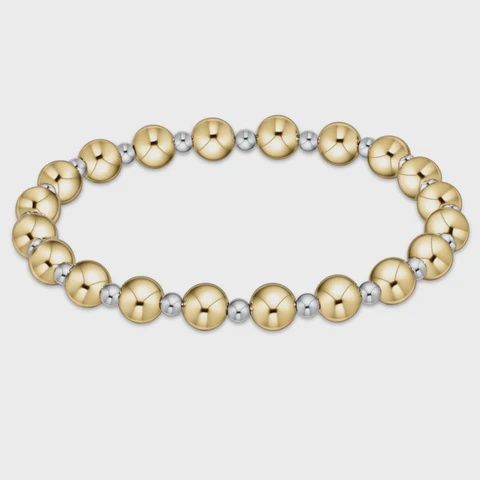 Classic Grateful Pattern 6mm Bead Bracelet - Mixed Metal