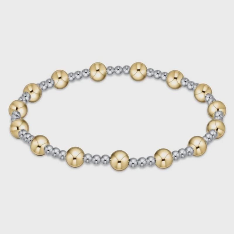 Classic Sincerity Pattern 5mm Bead Bracelet - Mixed Metal