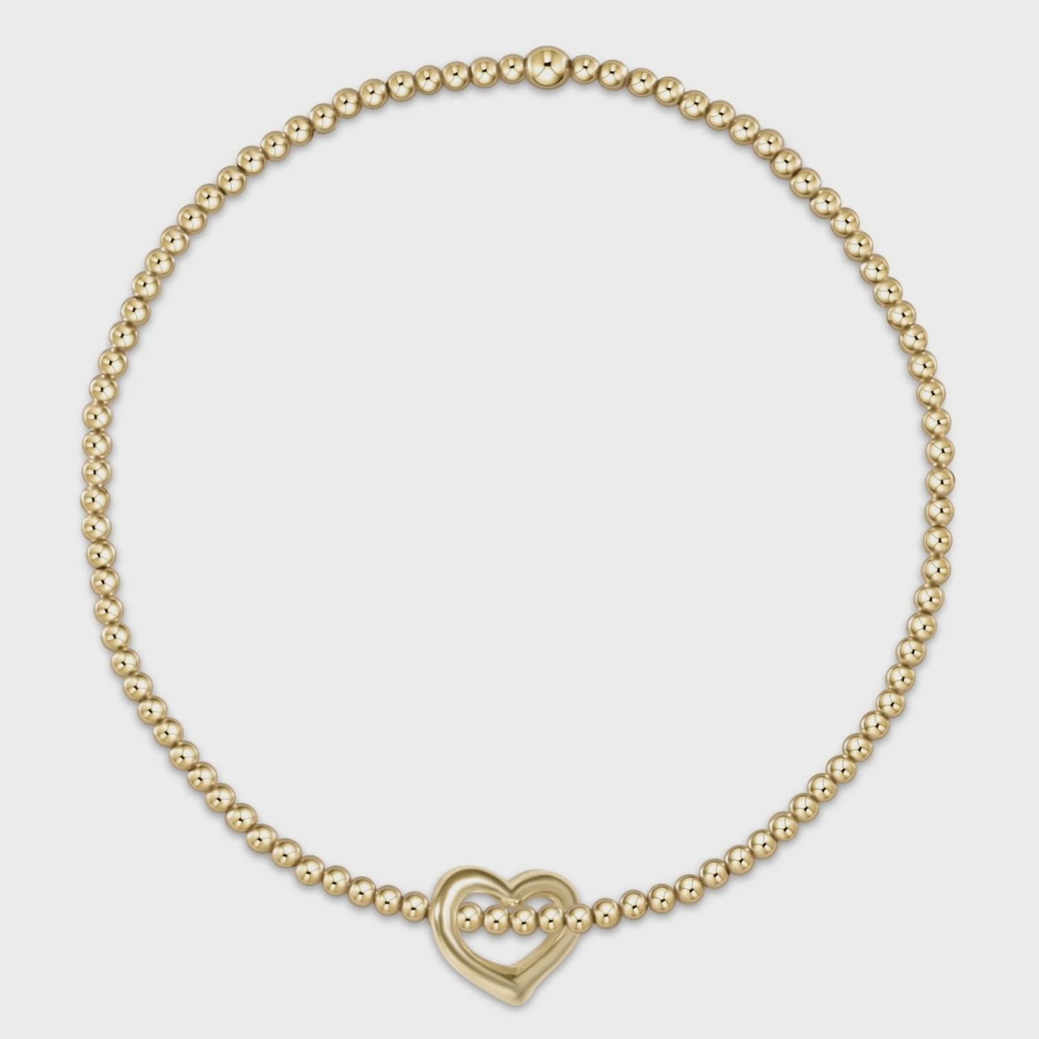 egirl Classic Gold 2mm Bead Bracelet - Love Small Gold Charm