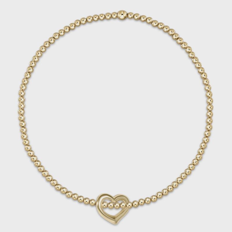 egirl Classic Gold 2mm Bead Bracelet - Love Small Gold Charm
