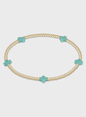 egirl Signature Cross Small 2mm Gold Bracelet - Mint