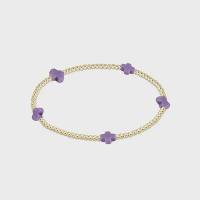 egirl Signature Cross Small 2mm Gold Bracelet - Purple