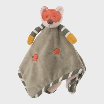 Bukowski Bears Foxy Blankie handmade fox velvet swaddle blanket in soft orange and cream tones on white background
