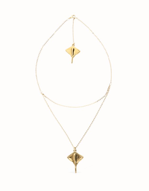 Ser Majestuosa Multi Strand Chain Necklace with Manta Ray