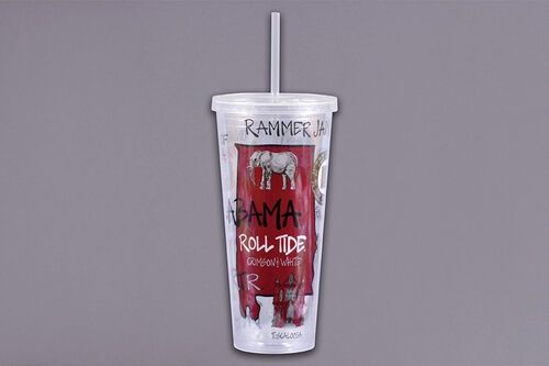 Alabama Tumbler w/ Straw (Rammer)