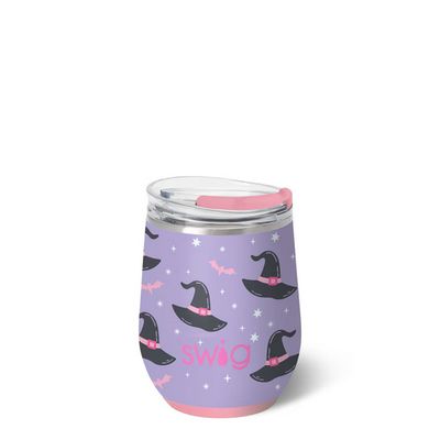 Swig Life Spellbound glow-in-the-dark insulated stemless wine cup in 12-ounce size on neutral background