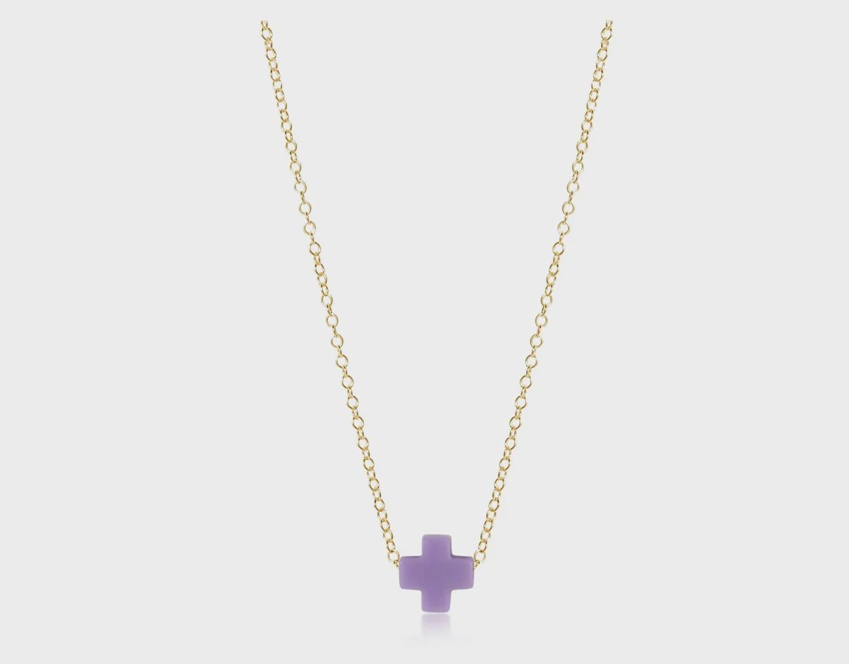 16&quot; Necklace Gold - Signature Cross Small Purple