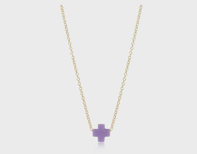 16" Necklace Gold - Signature Cross Small Purple