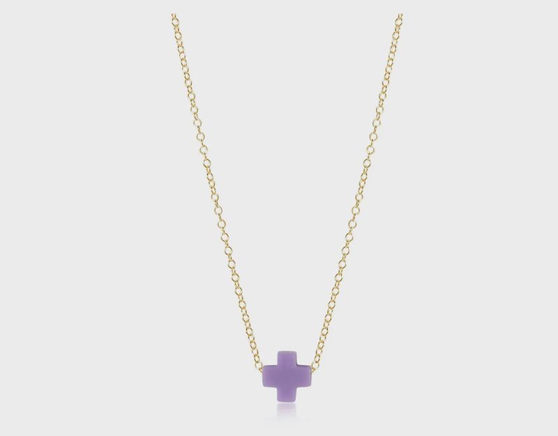 16&quot; Necklace Gold - Signature Cross Small Purple