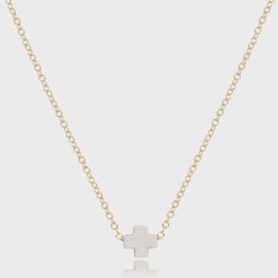 16" Necklace Gold - Signature Cross Small Off-White