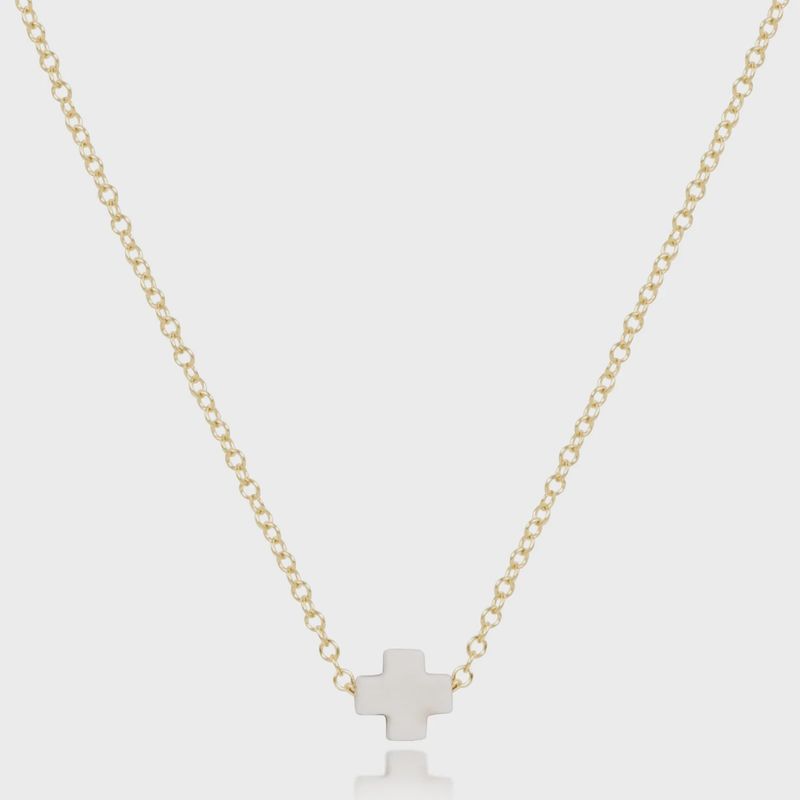 16&quot; Necklace Gold - Signature Cross Small Off-White