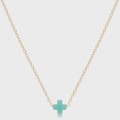 16" Necklace Gold - Signature Cross Small Mint
