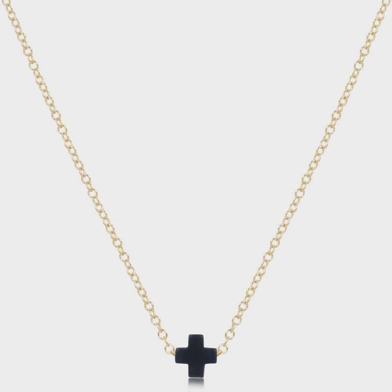 16&quot; Necklace Gold - Signature Cross Small Navy