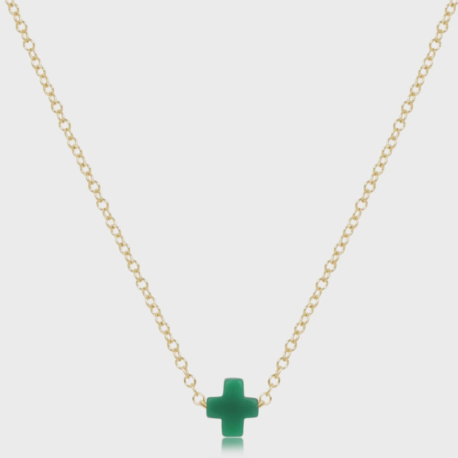 16&quot; Necklace Gold - Signature Cross Small Emerald