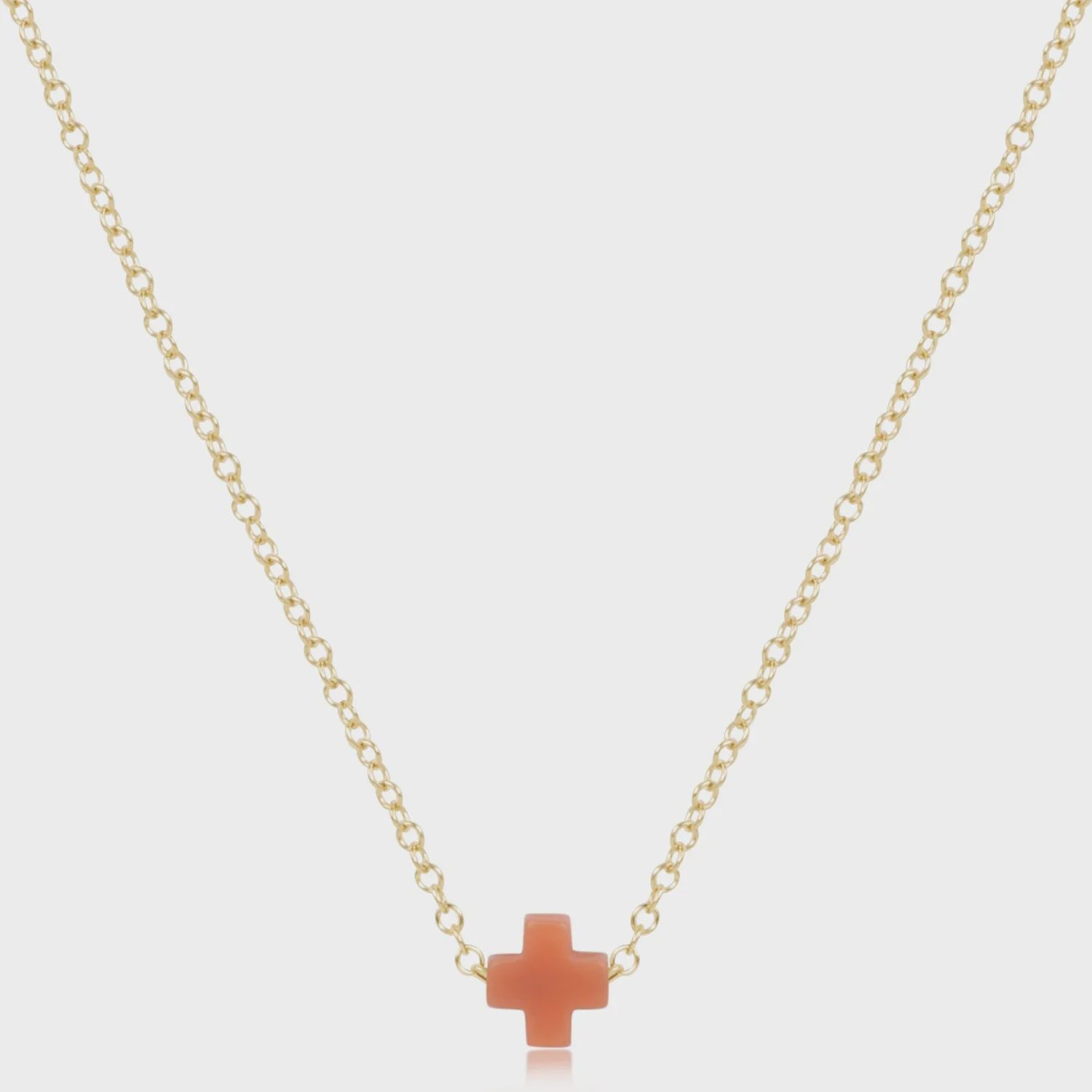 16&quot; Necklace Gold - Signature Cross Small Coral