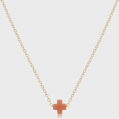16" Necklace Gold - Signature Cross Small Coral