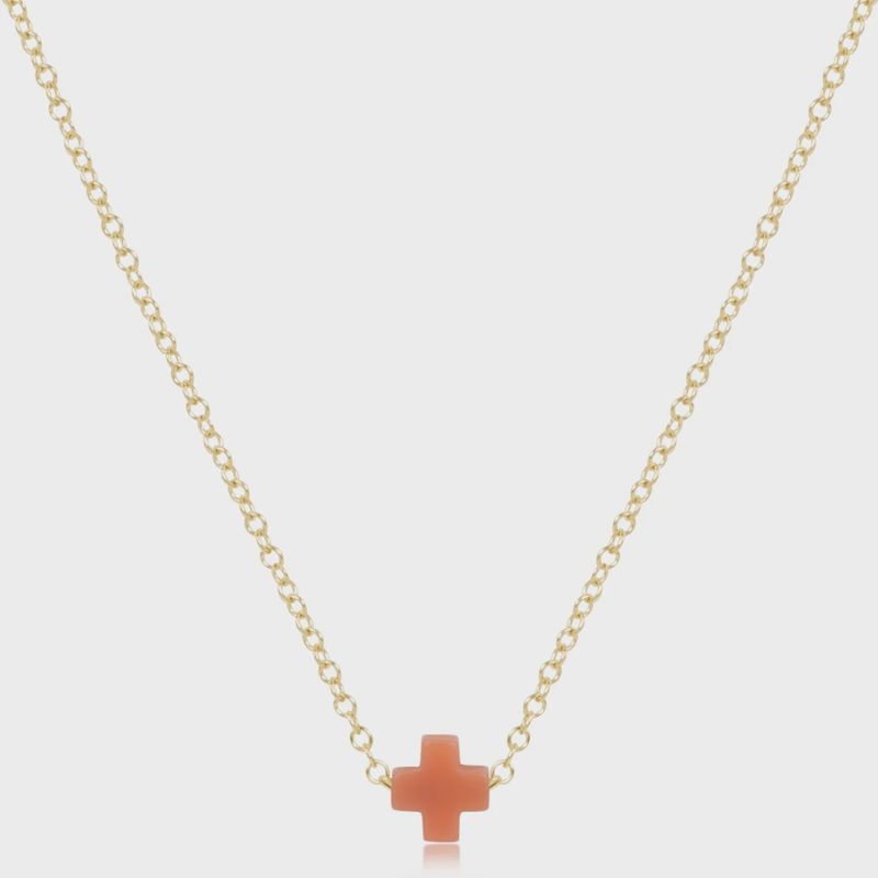 16&quot; Necklace Gold - Signature Cross Small Coral